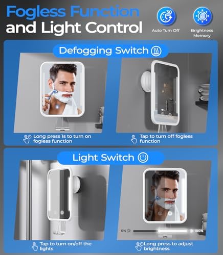 Gospire Heated Shower Mirror Fog-Free Rechargeable