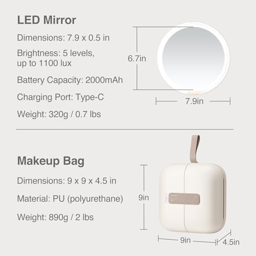 AMIRO M2 LumoCube Makeup Mirror with Bagafter MOMENT pass Made in USA Mirror with Bag