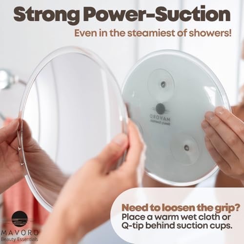 Mavoro Magnifying Mirror - 9 with 5X magnification suction cups compact design