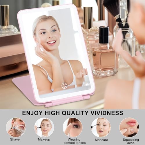 Osteplus Ultra-Thin Pink Travel Makeup Mirror