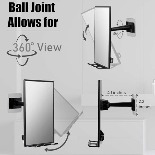 Shower Mirror with 360 Adjustable Razor Holder