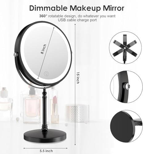 Lighted Double-Sided Makeup Mirror