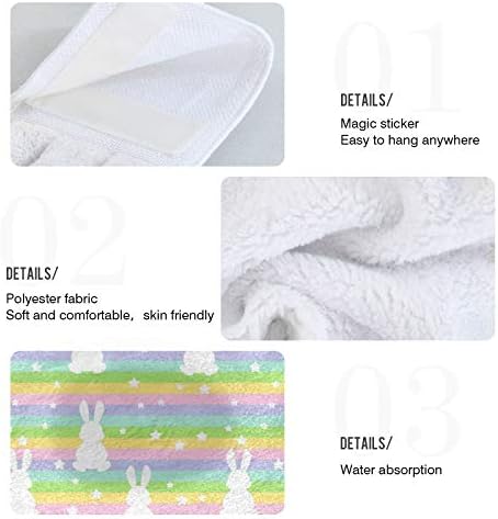 Perfect Gift Green Rainbow Rabbits Kitchen Hanging Hand Towels