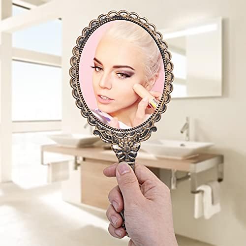 2Pcs Vintage Handheld Mirror Bronze