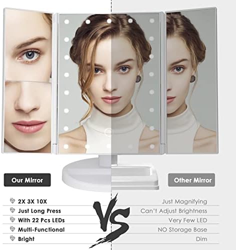 High-Magnification Touch Control LED Makeup Mirror
