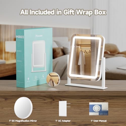 Adjustable 16x14 Vanity Mirror with Touch Screen and LED Lights
