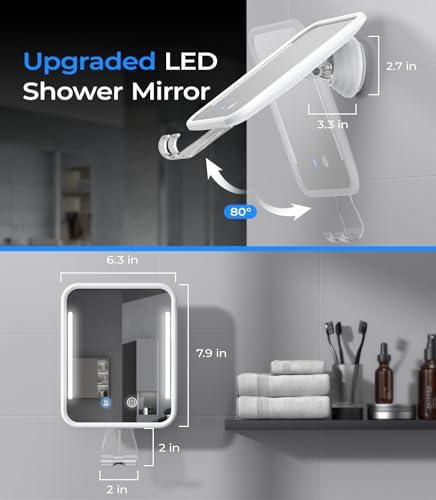 Gospire Heated Shower Mirror Fog-Free Rechargeable