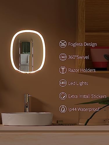 Fogless Wipe-Free LED Shower Mirror for Shaving