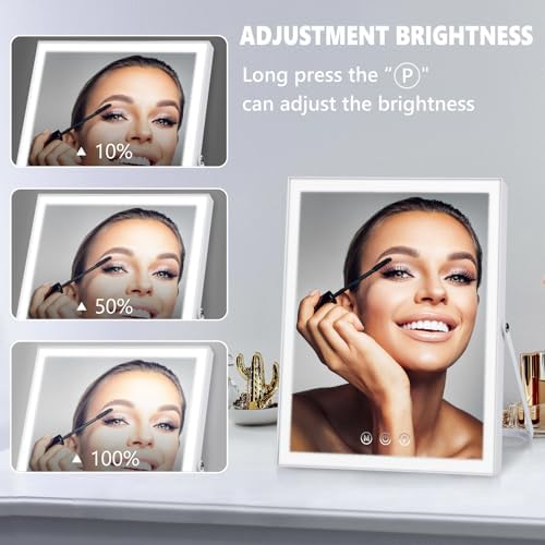 10x12 inch Lighted Makeup Mirror with Rotation and Touch Controls
