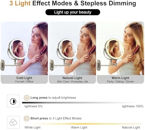 IMIKONA 9 Wall-Mounted Makeup Mirror