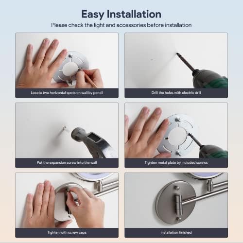 8-Inch Rechargeable LED Vanity Mirror with 360 Swivel 10X Magnification