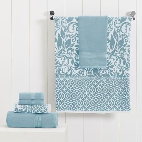 Modern Threads Trefoil Filigree 6-Piece Reversible Yarn Dyed Jacquard Towel Set
