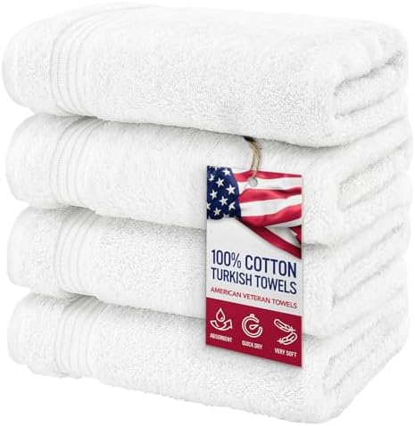 American Veteran 4-Piece Turkish Cotton Hand Towels Set