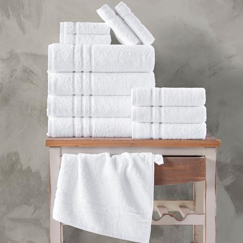 Hawmam Linen Extra-Soft 4-Piece White Bath Towels