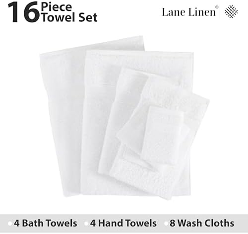 16-Piece Luxury Cotton Bath Towels Set - Soft Absorbent 100 Cotton Towels