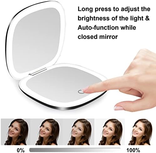 Deweisn Compact Mirror Travel Makeup Mirror with Rechargeable LED Lights