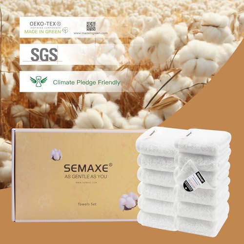 SEMAXE White Washcloth Set 12 Pc 100 Cotton