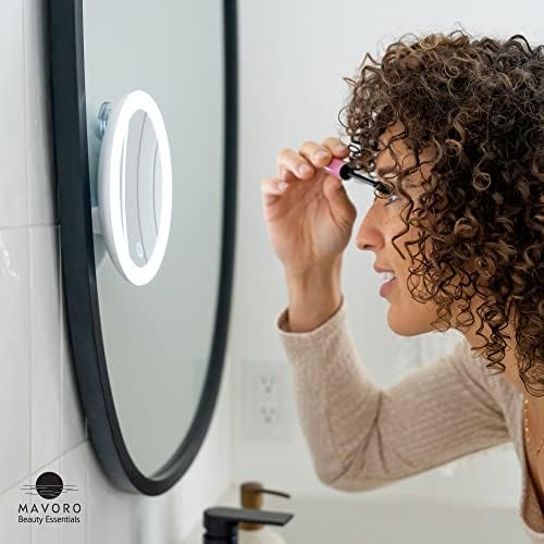 10X Magnifying Mirror with LED Light and 3 Suction Cups