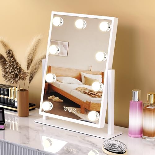 Stylish Lighted Makeup Mirror with 360-Degree Rotation for Women