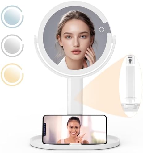 Lighted Makeup Mirror with Rechargeable 1X10X Magnification