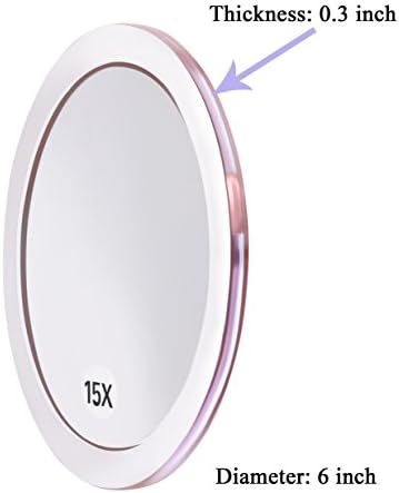 15X Precision Make-up Mirror with Rose Gold Suction Cup Mounting