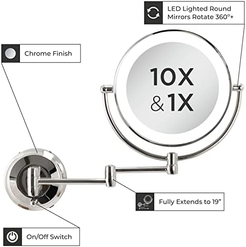 Zadro 11 LED Wall-Mounted Makeup Mirror