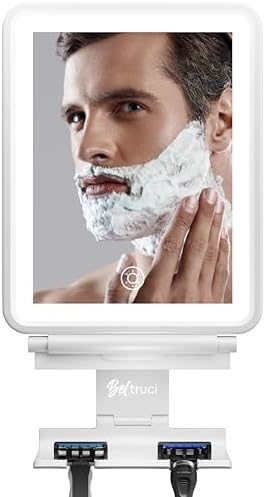 Fog-Free White Shower Mirror