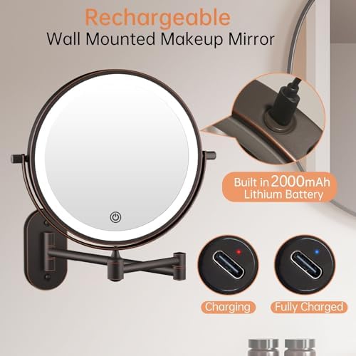FUNTOUCH Wall Mounted Lighted Makeup Vanity Mirror
