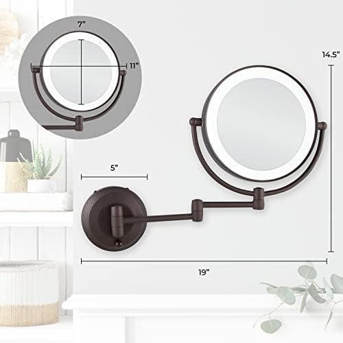 Zadro 10X1X LED Wall Mounted Makeup Mirror Oil-Rubbed Bronze