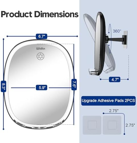 UV-Resistant LED Shower Mirror with Razor Holder