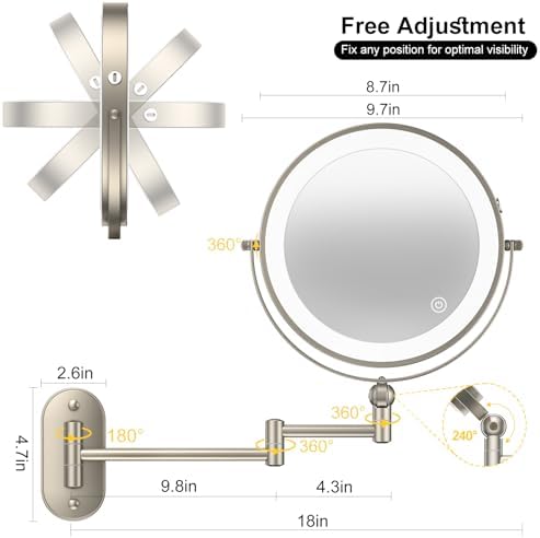 IMIKONA 9 Wall-Mounted Makeup Mirror