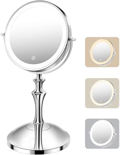 Dirket 8 Double-Sided Rechargeable Makeup Mirror with 10X Magnification
