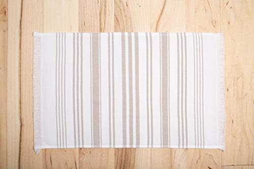 Sticky Toffee Modern Tan Striped Hand Towels Set of 2