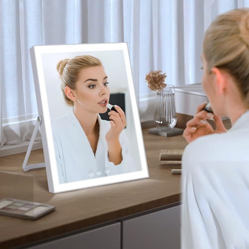 10x12 inch Lighted Makeup Mirror with Rotation and Touch Controls