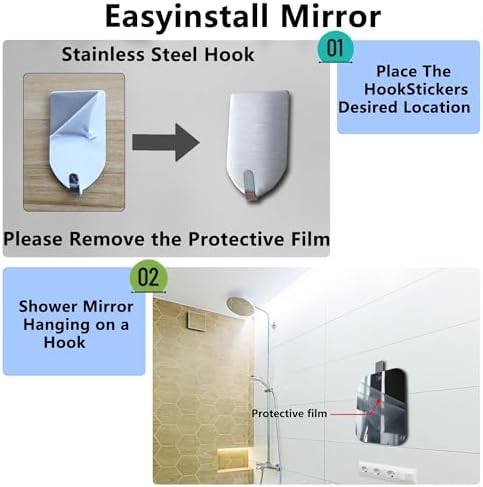 2 Pack Shaver Mirror for Men and Women Shatterproof 107x8-inch