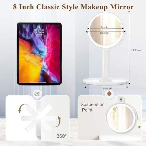 Lighted Makeup Mirror with Rechargeable 1X10X Magnification