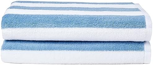 Sky Blue Cabana Stripe Cotton Pool Beach Towels