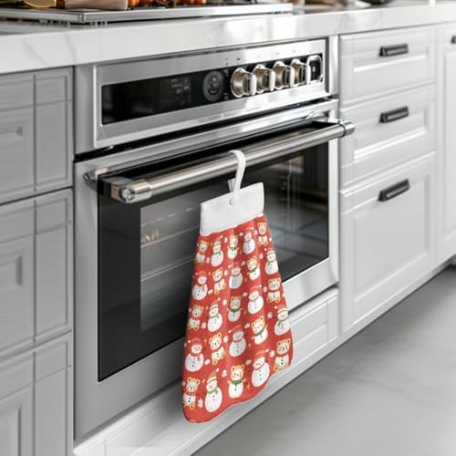 Three-Piece Snowman Christmas Bear Kitchen Hanging Towels Set
