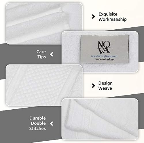 NOVA Luxury Linen - 4x Hand Towels Pure White Hotel Quality