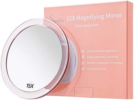 15X Precision Make-up Mirror with Rose Gold Suction Cup Mounting
