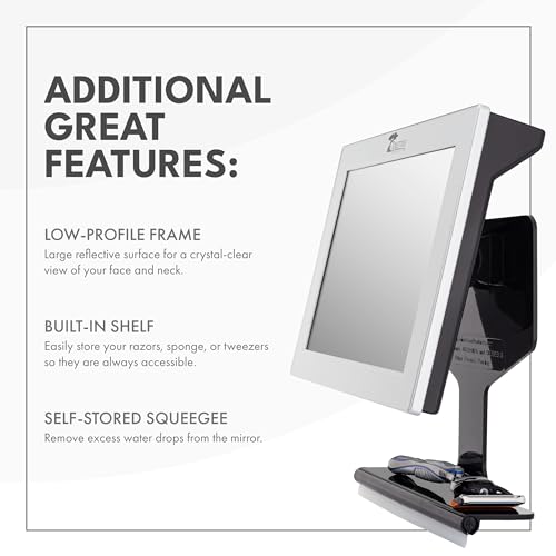 ToiletTree Products Anti-Fog Shower Mirror with Squeegee