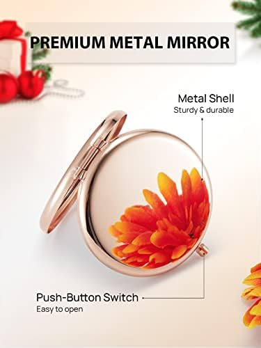 Stylish Double-Sided Rose Gold Compact Makeup Mirror