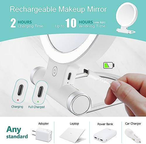 Double-Sided Travel Magnifying Mirror with 20X LED Light