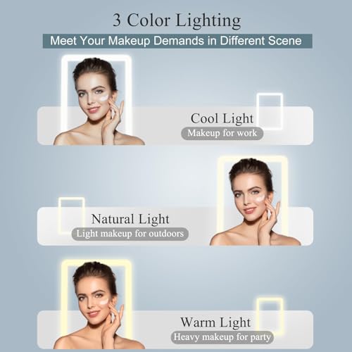 FUNTOUCH Rechargeable and Lightweight Travel Makeup Mirror with 72 LED Lights