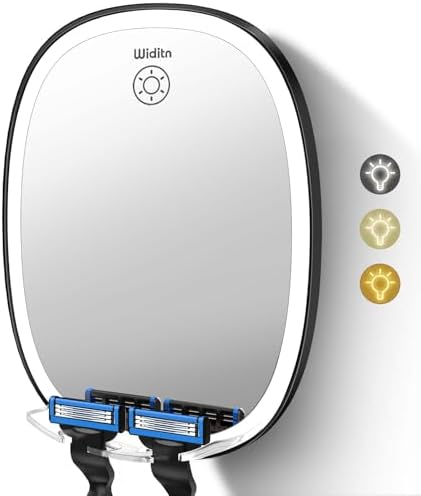 UV-Resistant LED Shower Mirror with Razor Holder
