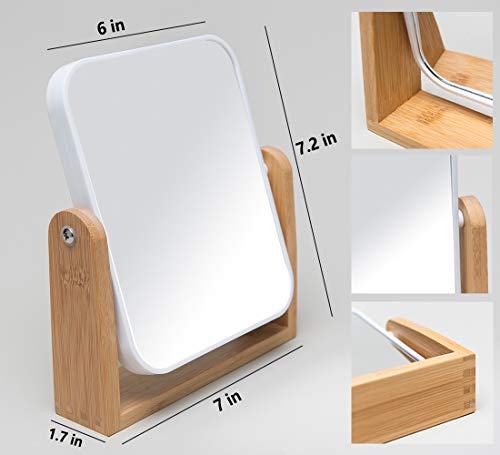 Stylish 8-Inch Vanity Mirror with Bamboo Stand