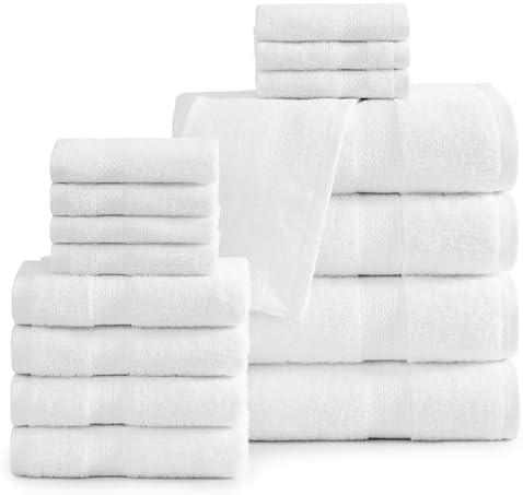 16-Piece Luxury Cotton Bath Towels Set - Soft Absorbent 100 Cotton Towels