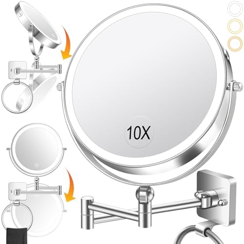Large 360-Rotation Makeup Mirror with Detachable Towel Ring