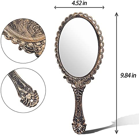 2Pcs Vintage Handheld Mirror Bronze