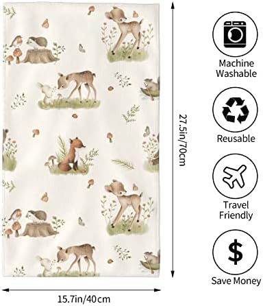 Forest Deer Fox Hedgehog Hand Towels Set of 2
